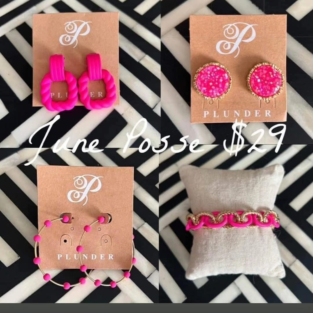 Plunder Pink Statement Earrings Bold Geometric Je… - image 1